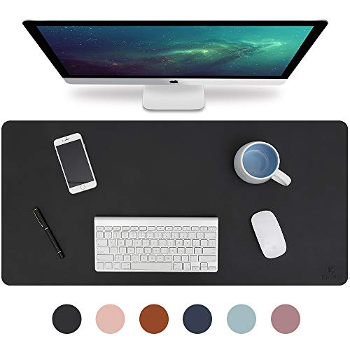 Knodel Desk Pad, Office Desk Mat, 31.5' x 15.7' PU Leather Desk Blotter, Laptop Desk Mat, Waterproof Desk Writing Pad for Office and Home, Dual-Sided (Black)