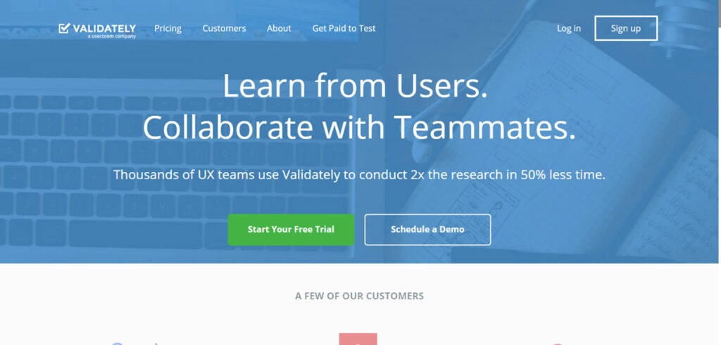 Validately Homepage Screenshot