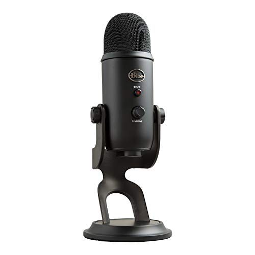 Blue Yeti USB Mic for Recording and Streaming on PC and Mac, Blue VO!CE Effects, 4 Pickup Patterns, Headphone Output and Volume Control, Mic Gain Control, Adjustable Stand, Plug and Play – Blackout